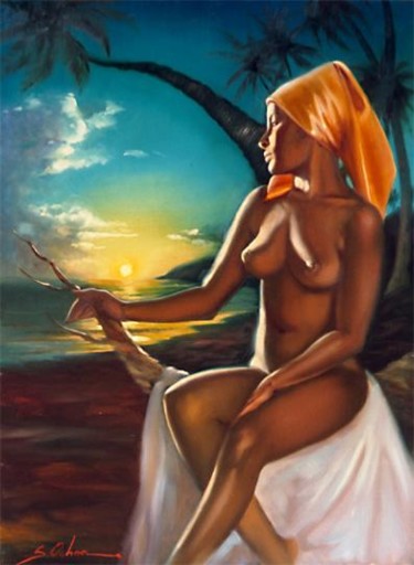 Pintura titulada " Puesta de sol" por Siomara Ochoa Blanco, Obra de arte original