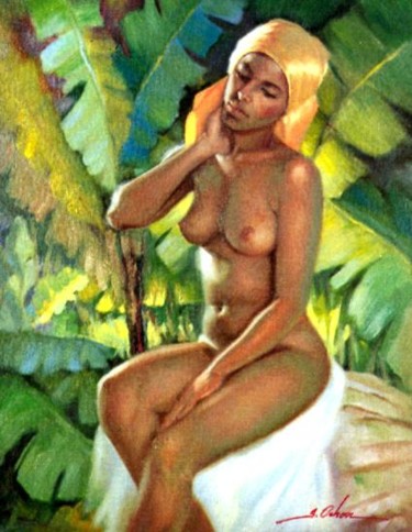 Pintura titulada " Negra el platanal" por Siomara Ochoa Blanco, Obra de arte original