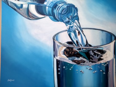 Painting titled "Aguá em azul, water…" by Silvio Mendes, Original Artwork, Ink