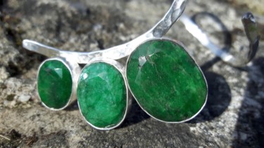 SIR POL PARIS bransoleta srebro szmaragdy. Design intitulée "SIR POL PARIS brans…" par Sir Pol Paris Bijoux, Œuvre d'art originale, Bijoux