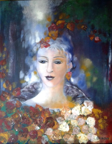 Painting titled "la fée des bois" by Sisca Couleurs, Original Artwork, Acrylic