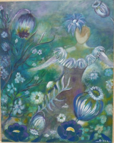 Peinture intitulée "femme fleurs" par Sisca Couleurs, Œuvre d'art originale, Acrylique