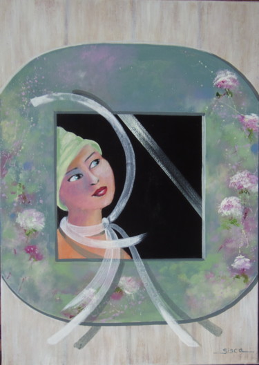 Peinture intitulée "regard en vert" par Sisca Couleurs, Œuvre d'art originale, Acrylique