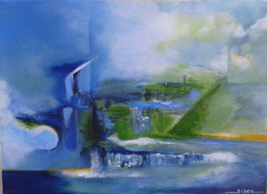 Peinture intitulée "entre ciel et mer" par Sisca Couleurs, Œuvre d'art originale, Acrylique