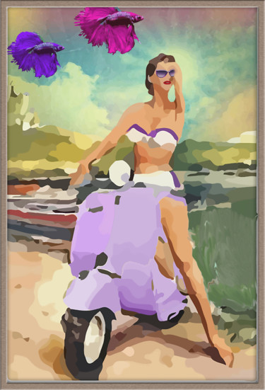 Arte digitale intitolato "FashionableVespa" da Sismart, Opera d'arte originale, Pittura digitale