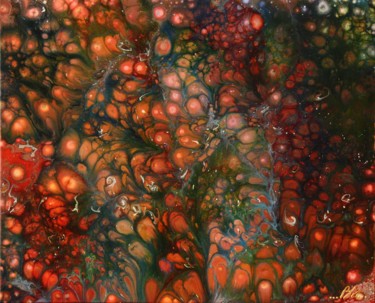 Painting titled "Flesh cell" by Sissi.B, Original Artwork, Acrylic Mounted on Wood Stretcher frame