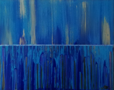 Painting titled "Blue cascade #artis…" by Sissi.B, Original Artwork, Acrylic Mounted on Wood Stretcher frame