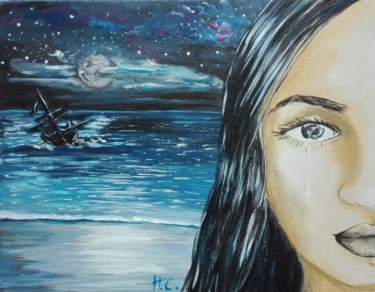 Peinture intitulée "Hija de la luna" par Super Sissi Acrylistic, Œuvre d'art originale, Acrylique