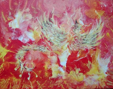 Peinture intitulée "La mort du Phoenix" par Super Sissi Acrylistic, Œuvre d'art originale, Acrylique Monté sur Châssis en bo…