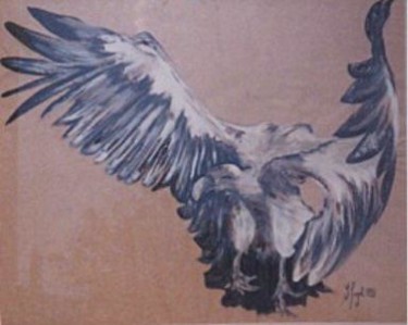 Peinture intitulée "Le vautour" par Sylvie Briand, Œuvre d'art originale, Huile