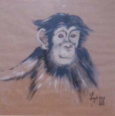 Peinture intitulée "Le singe" par Sylvie Briand, Œuvre d'art originale, Huile