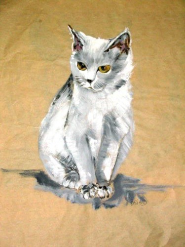 Peinture intitulée "Le chat" par Sylvie Briand, Œuvre d'art originale, Huile