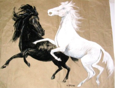 Peinture intitulée "Noir et Blanc" par Sylvie Briand, Œuvre d'art originale, Huile
