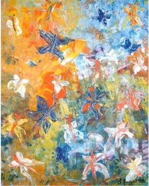 Peinture intitulée "Les papillons" par Sylvie Briand, Œuvre d'art originale, Huile