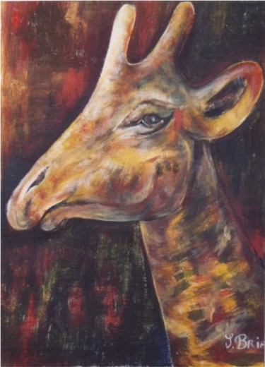 Peinture intitulée "La Girafe" par Sylvie Briand, Œuvre d'art originale, Huile