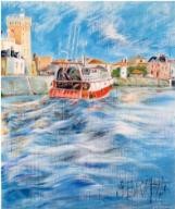 Peinture intitulée "Retour au port" par Sylvie Briand, Œuvre d'art originale