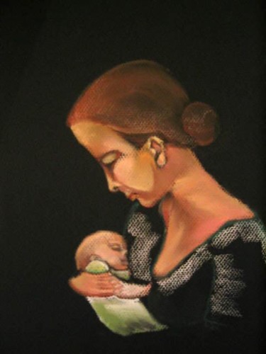 Peinture intitulée "Lumière sur la mère…" par Sylvie Briand, Œuvre d'art originale
