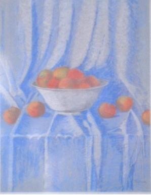 Peinture intitulée "Se draper de pommes" par Sylvie Briand, Œuvre d'art originale