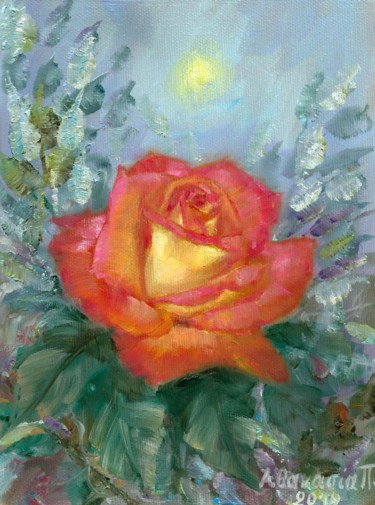 Peinture intitulée "Τριαντάφυλλό μου" par Athanasia P, Œuvre d'art originale, Huile