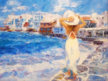 Malerei mit dem Titel "Καλοκαίρι" von Athanasia P, Original-Kunstwerk, Öl