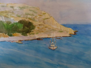 Painting titled "Χαράκι" by Athanasia P, Original Artwork, Watercolor