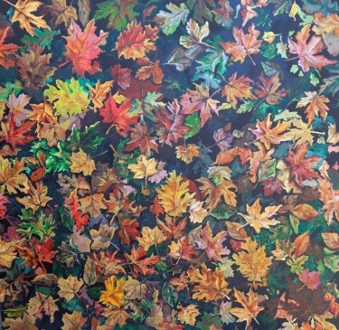 Painting titled "Alfombra de otoño" by Sito, Original Artwork, Acrylic Mounted on Wood Stretcher frame