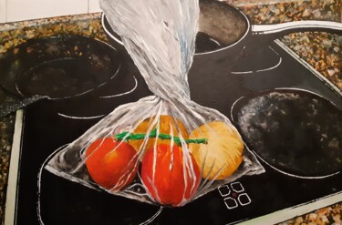 Картина под названием "Tomates y cebollas…" - Sito, Подлинное произведение искусства, Акрил Установлен на Деревянная рама дл…