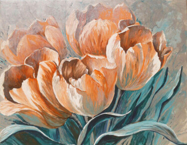 Картина под названием "Тюльпаны" - Sitora Brejneva, Подлинное произведение искусства, Акрил Установлен на Деревянная рама дл…