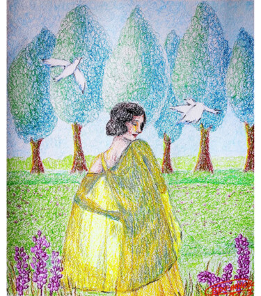 Ζωγραφική με τίτλο "Весна" από Sitora Brejneva, Αυθεντικά έργα τέχνης, Παστέλ