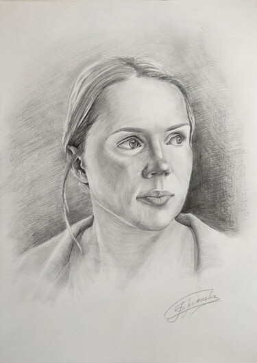 Pintura titulada "Портрет женщины" por Sitora Brejneva, Obra de arte original, Lápiz