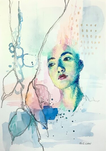 Pintura intitulada "Cold face" por Siu Chong Law Luo Shao Zhuang, Obras de arte originais, Pastel