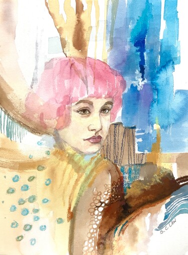 Painting titled "Confused" by Siu Chong Law Luo Shao Zhuang, Original Artwork, Watercolor