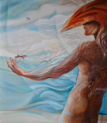 Painting titled "Dedal and Icarus" by Siudajstej, Original Artwork, Acrylic