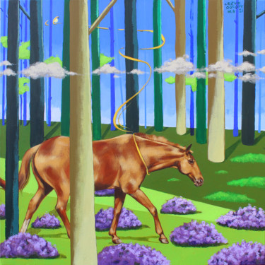Malarstwo zatytułowany „Leśne ogrody” autorstwa Małgorzata Łodygowska, Oryginalna praca, Akryl Zamontowany na Drewniana rama…