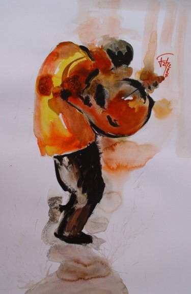 Drawing titled "folk drum dancer" by Siva R, Original Artwork