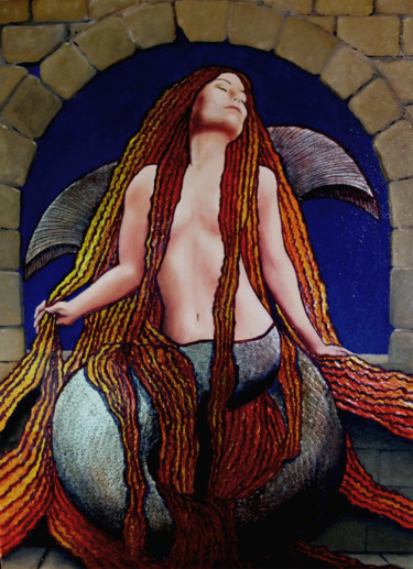 Peinture intitulée "sirene.gif" par Claude Sivignon, Œuvre d'art originale, Huile