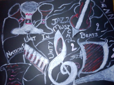 Malarstwo zatytułowany „Music United” autorstwa Siviwe Honobroke Mashiyi, Oryginalna praca, Olej