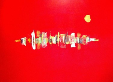 Peinture intitulée "Red City" par Sixbands, Œuvre d'art originale, Huile
