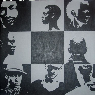 Peinture intitulée "8 têtes" par Sixbands, Œuvre d'art originale, Huile