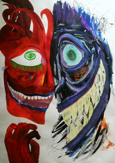 Peinture intitulée "The expression of m…" par Francesca Raia (Kikka Raia), Œuvre d'art originale