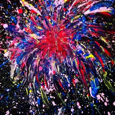 Pittura intitolato "Fireworks" da Francesca Raia (Kikka Raia), Opera d'arte originale, Olio Montato su Cartone