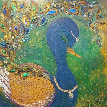 Painting titled "Mariage de Paon" by Siyamala, Original Artwork, Acrylic