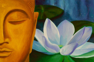 Pintura intitulada "Buddha" por Konstantin Siiatskii, Obras de arte originais, Óleo Montado em Cartão