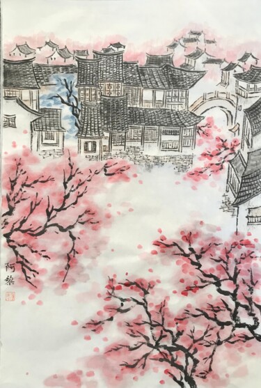 Malerei mit dem Titel "Chinese painting sp…" von Siyuan Li, Original-Kunstwerk, Tinte
