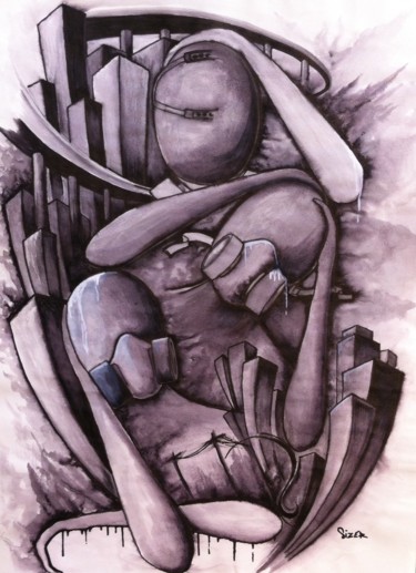 Drawing titled "Perso. 15" by Sizer - Galerie Officielle, Original Artwork, Ink