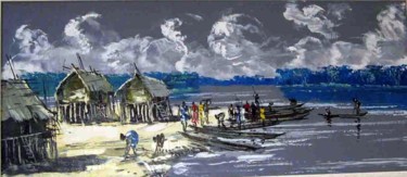 Pittura intitolato "Africa, Zaire Lumum…" da Sjoerd Nienhuys, Opera d'arte originale, Olio