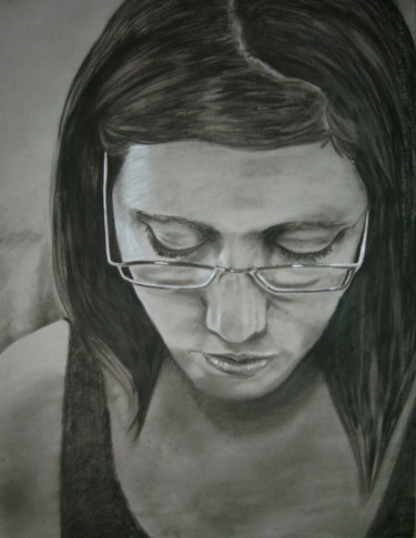 Drawing titled "Self Portrait" by Sarah Johnson, Original Artwork