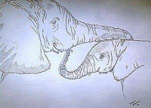 Painting titled "Elephants" by Sarah Johnson, Original Artwork, Other