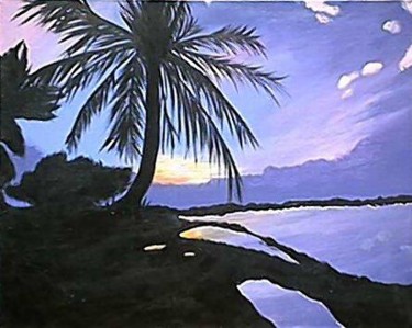 Painting titled "Blue Tropic" by Sarah Johnson, Original Artwork