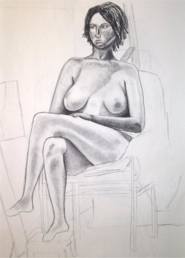 Drawing titled "Seated Figure Study" by Sarah Johnson, Original Artwork
